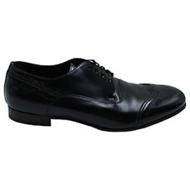 Dolce & Gabbana-Zapatos Dolce & Gabbana con punta de ala en cuero negro-Negro