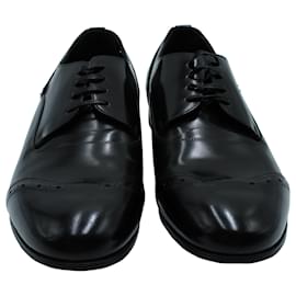 Dolce & Gabbana-Zapatos Dolce & Gabbana con punta de ala en cuero negro-Negro
