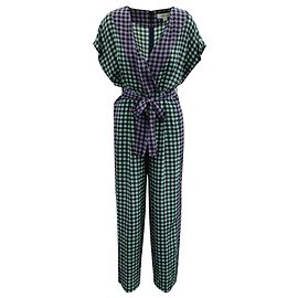Tuta Diane Von Furstenberg in Seta Multicolor con Stampa Check Altro Stampa python