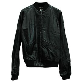 Blouson Bomber Brillant Saint Laurent en Coton Noir Noir