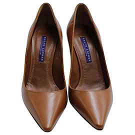 Ralph Lauren-Ralph Lauren Elsina Pointed-Toe Heels in Brown Kid Leather-Brown