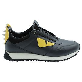 Fendi Baskets Basses Cloutées Monster Eyes en Cuir Noir Noir