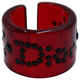Dior-Dior Swarovski Logo Ring in Red Lucite-Red