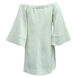 Ellery-Ellery Elize Off-The-Shoulder Bell Sleeve Top en Coton Blanc-Blanc