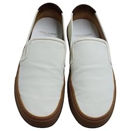 Saint Laurent-Saint Laurent Venice Slip On Sneaker in Off White Canvas-White