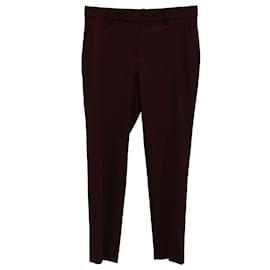 Theory-Theory Slim Fit Trousers in Burgundy Wool-Red,Dark red