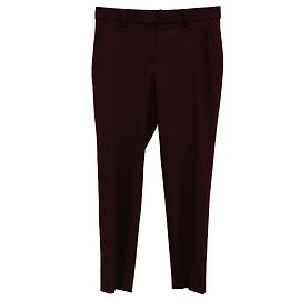 Calças Theory Slim Fit em Lã Borgonha Vermelho Bordeaux