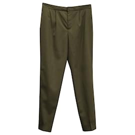 Chloé-Chloé Tapered Pants in Khaki Green Wool-Green,Khaki