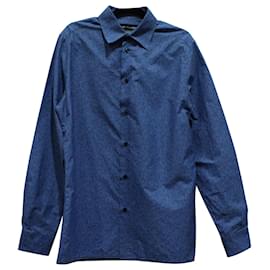Hermès-Hermès Logo-Print Button Down Shirt in Blue Print Cotton-Other