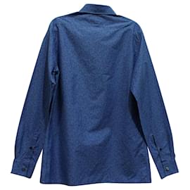 Hermès-Camisa con botones y estampado de logotipo Hermès en algodón con estampado azul-Otro