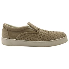 Bottega Veneta Baskets à enfiler Intrecciato Dodger en daim gris Gris