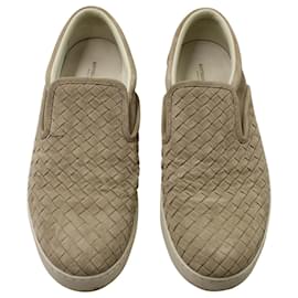 Bottega Veneta-Bottega Veneta Intrecciato Dodger Slip-On Sneakers in Grey Suede-Grey