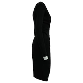 Balmain-Vestido cruzado asimétrico de Balmain en lana negra-Negro