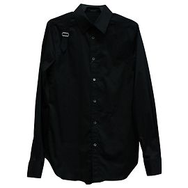Alexander McQueen Button-Down-Hemd mit Harness-Detail aus schwarzer Baumwolle Schwarz