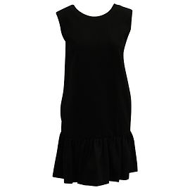 MSGM Ruffled Hem Mini Dress in Black Viscose Black