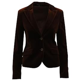 Theory-Theory Velour Blazer Jacket in Brown Cotton-Brown