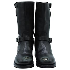 Dsquared2-Dsquared2 Distressed Buckle Boots in Black Leather-Black