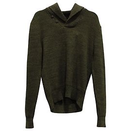 Ralph Lauren RRL Pull Col Châle Melange en Coton Vert Vert