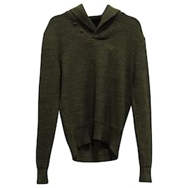 Ralph Lauren-Ralph Lauren RRL Shawl Collar Melange Sweater in Green Cotton-Green