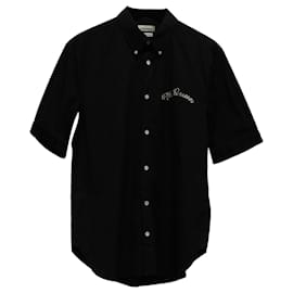 Alexander Mcqueen-Camisa de manga corta bordada de algodón negro de Alexander McQueen-Negro