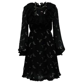 Chloé-Chloé Paisley-Minikleid mit Rüschen aus schwarzer Baumwolle-Schwarz