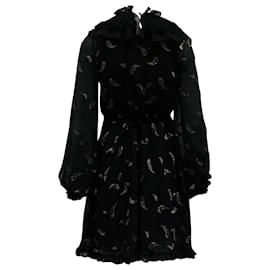 Chloé-Chloé Paisley Minivestido com babados em algodão preto-Preto