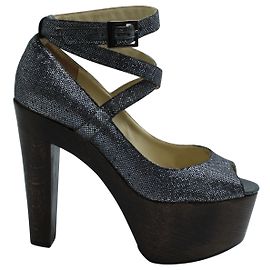 Scarpe con plateau e plateau Jimmy Choo in glitter argento Argento Metallico