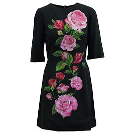 Robe à fleurs Dolce & Gabbana en viscose noire Noir