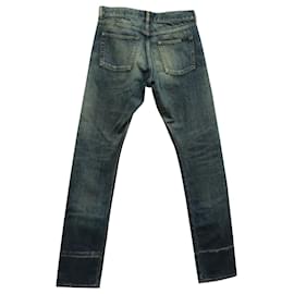 Saint Laurent-Saint Laurent Distressed Jeans mit geradem Bein aus blauem Baumwolldenim-Blau
