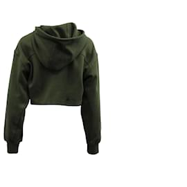 Autre Marque-Adidas Stella McCartney Cropped Hoodie Sweater in Green Organic Cotton-Green,Khaki
