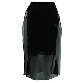 Sacai-Sacai Lace Skirt in Black Polyster-Black