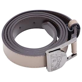 Versace-Versace Medusa Logo Belt in Beige Leather-Beige