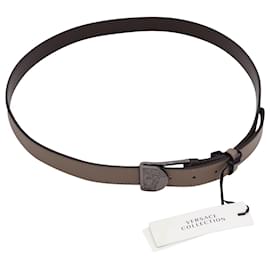 Versace-Versace Medusa Logo Belt in Beige Leather-Beige
