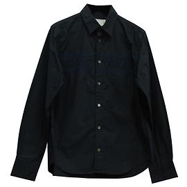 Camicia Button Down Sacai in cotone blu navy con ricamo a zigzag Blu Blu navy