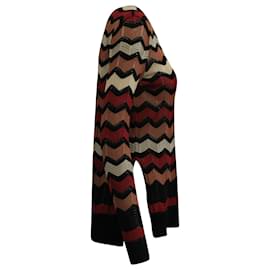 Missoni-M Missoni Zigzag Stitched Crewneck Long-Sleeve Top in Multicolor Viscose-Other,Python print