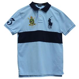 Ralph Lauren Big Pony Poloshirt aus hellblauer Baumwolle Blau