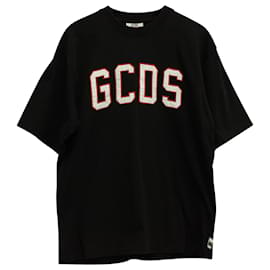 GCDS-Camiseta com estampa de logo GCDS em algodão preto-Preto