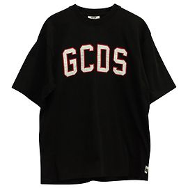 T-Shirt mit GCDS-Logo-Print aus schwarzer Baumwolle Schwarz