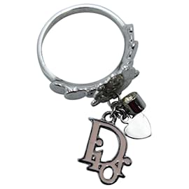 Dior-Dior Logo Charm Ring in Silver Metal-Silvery,Metallic