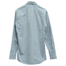 Alexander Mcqueen-Alexander McQueen Striped Button Down Shirt with Buckle in Blue Cotton-Other,Python print