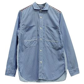 Junya Watanabe Comme Des Garçons Button-Down-Hemd aus hellblauer Baumwolle Blau Hellblau