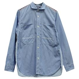 Junya Watanabe-Junya Watanabe Comme Des Garçons Button Down Shirt in Light Blue Cotton -Blue,Light blue