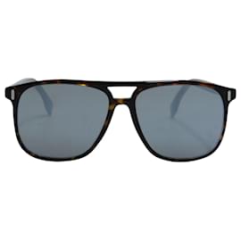 Fendi-Occhiali da sole Fendi Square Aviator con montatura in acetato marrone-Marrone