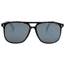 Fendi-Fendi Square Framed Aviator Sunglasses in Brown Acetate-Brown