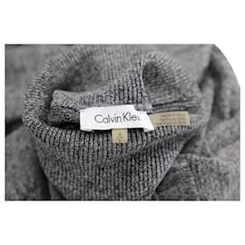Calvin Klein-Calvin Klein Turtleneck Sweater in Grey Rayon-Grey