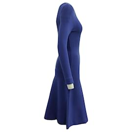 Thierry Mugler-Mugler Fit and Flare Knitted Dress in Blue Viscose-Blue