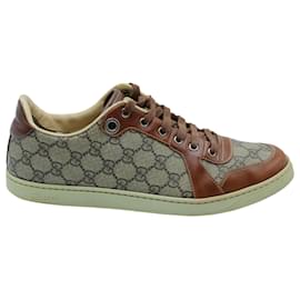 Gucci-Gucci GG Supreme Sneakers in Brown Coated Canvas-Brown