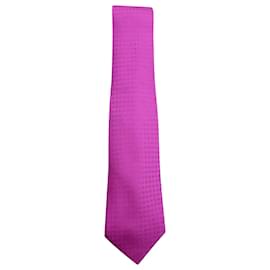 Hermès-Cravatta Hermes con stampa H in seta rosa-Rosa