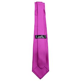 Hermès-Hermes H Print Tie in Pink Silk-Pink
