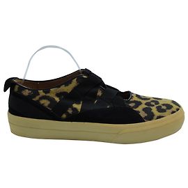 Dries Van Noten Baskets à Lacets Imprimé Léopard en Toile Multicolore Multicolore